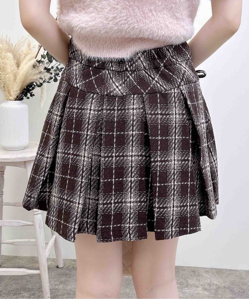 INGNI（イング） スカート チェック柄ボックスプリーツリボンスカパン