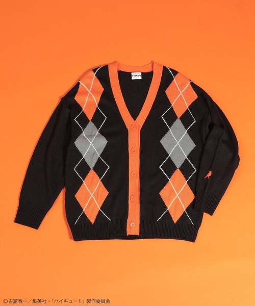 美品✨モヘア調 アーガイル ニットカーディガン 希少XXL オレンジ系 RE4975EW11245_thumb.jpg