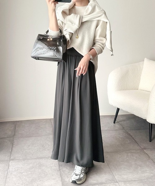 パンツ さらり、軽やか。リラックスstyleキマる。レーヨン素材ウエストギャザーフレアシルエットワイドパンツ レディース | classicalelf | 20