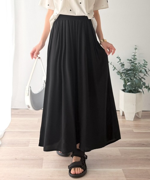 パンツ さらり、軽やか。リラックスstyleキマる。レーヨン素材ウエストギャザーフレアシルエットワイドパンツ レディース | classicalelf | 06