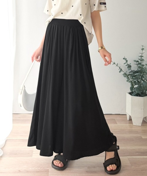 パンツ さらり、軽やか。リラックスstyleキマる。レーヨン素材ウエストギャザーフレアシルエットワイドパンツ レディース | classicalelf | 07