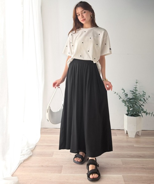 パンツ さらり、軽やか。リラックスstyleキマる。レーヨン素材ウエストギャザーフレアシルエットワイドパンツ レディース | classicalelf | 12