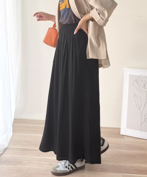 パンツ さらり、軽やか。リラックスstyleキマる。レーヨン素材ウエストギャザーフレアシルエットワイドパンツ レディース | classicalelf | 14