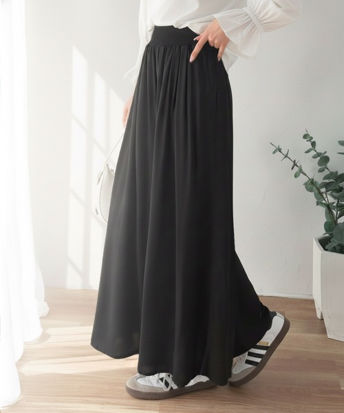 パンツ さらり、軽やか。リラックスstyleキマる。レーヨン素材ウエストギャザーフレアシルエットワイドパンツ レディース | classicalelf | 08