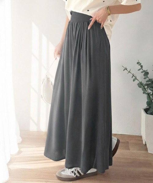パンツ さらり、軽やか。リラックスstyleキマる。レーヨン素材ウエストギャザーフレアシルエットワイドパンツ レディース | classicalelf | 16