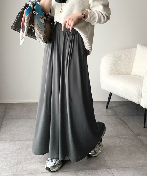 パンツ さらり、軽やか。リラックスstyleキマる。レーヨン素材ウエストギャザーフレアシルエットワイドパンツ レディース | classicalelf | 22