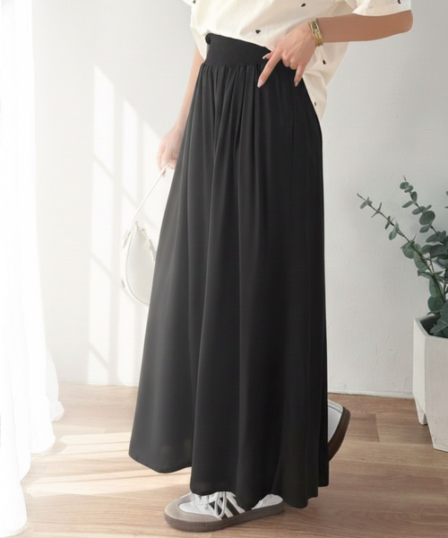 パンツ さらり、軽やか。リラックスstyleキマる。レーヨン素材ウエストギャザーフレアシルエットワイドパンツ レディース | classicalelf | 05