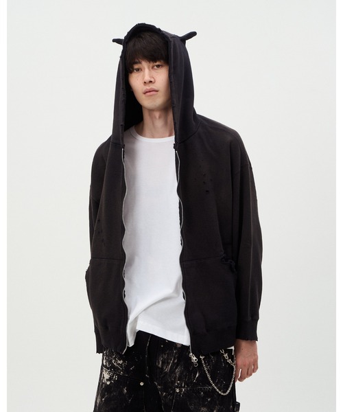 DISCOVERED（ディスカバード） パーカー DEVIL EAR DAMAGE HOODIE