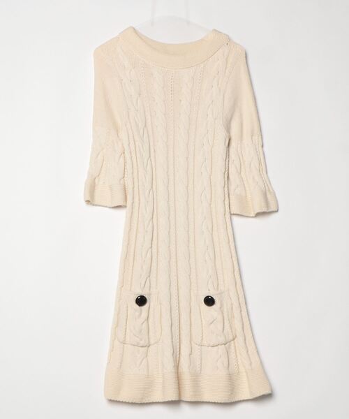 バーバリーブルーレーベル ニットワンピース ツイード 異素材 タートル 38 BURBERRY BLUE LABEL（バーバリーブルーレーベル） ニットワンピース