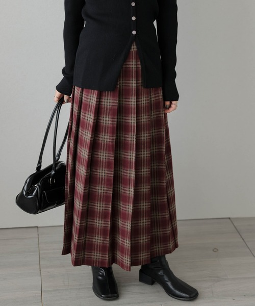 PLEATS PLEASE チェック柄 プリーツスカート PLEATS PLEASE チェック柄 プリーツ ロングスカート イッセイミヤケ