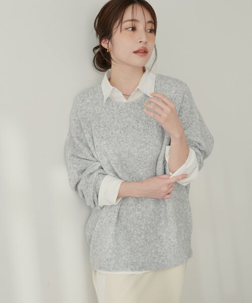 natural couture ニット セーター 「WEB限定」クルーネックニットプル