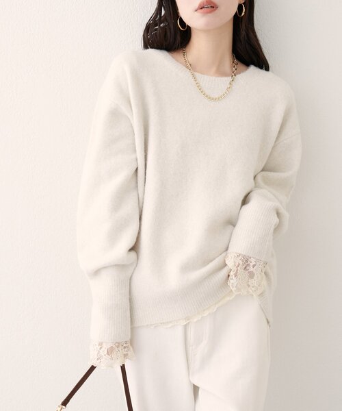 natural couture ニット セーター 「WEB限定」クルーネックニットプル