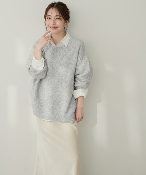 natural couture ニット セーター 「WEB限定」クルーネックニットプル