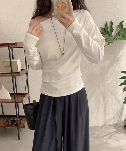 tシャツ ワンショルサイドタックカットソー レディース : ZOZOTOWN