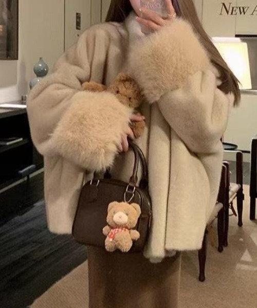 Diosfront ブルゾン アウター 袖ファー切替ブルゾン レディース