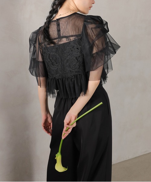 Kana パンツドレス レースチュール ボリューム袖 パンツドレス 3点