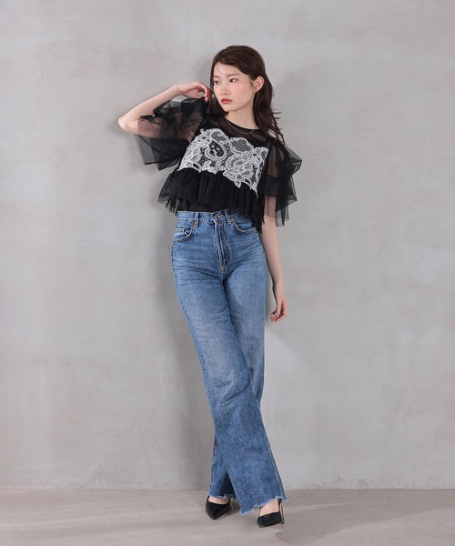 Kana パンツドレス レースチュール ボリューム袖 パンツドレス 3点