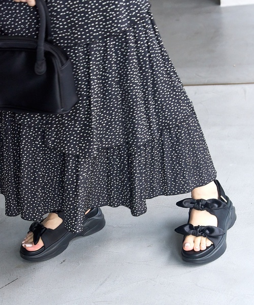 「LE TALON」 フラットサンダル MEDIUM ブラック×ブラック レディース_画像4
