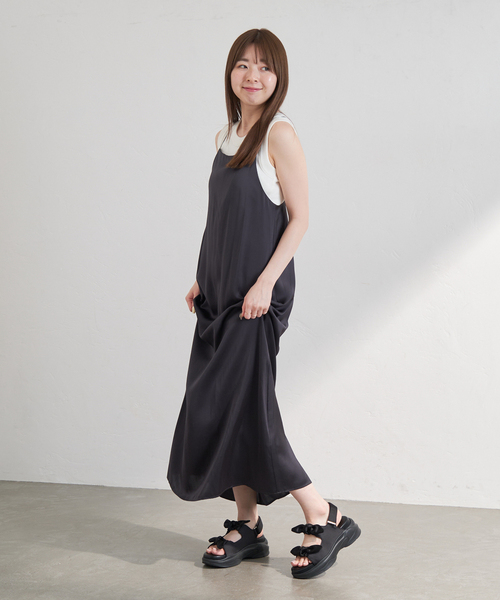 「LE TALON」 フラットサンダル MEDIUM ブラック×ブラック レディース_画像6