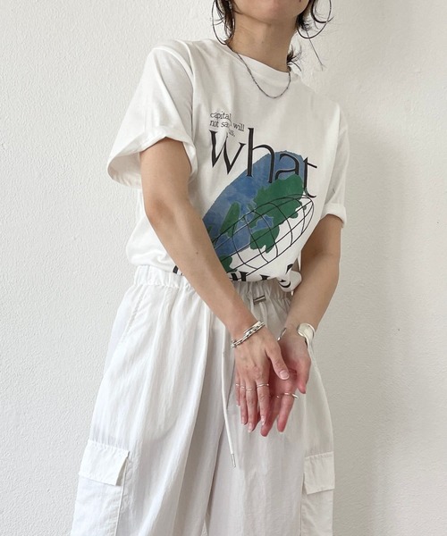 「wee9s」 半袖Tシャツ FREE ホワイト レディース_画像4