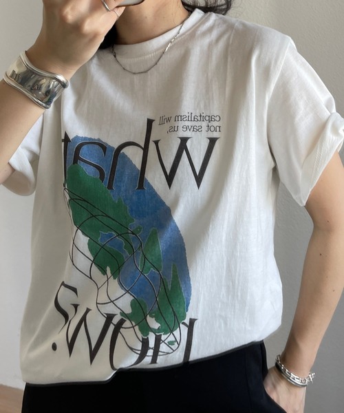 「wee9s」 半袖Tシャツ FREE ホワイト レディース_画像7