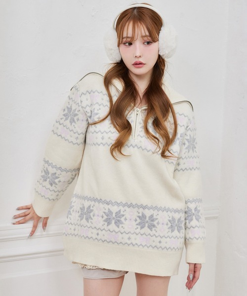 beautiful people ノルディック柄ニット　田中里奈着用 one after another NICE CLAUP ニット セーター ノルディック柄ニット