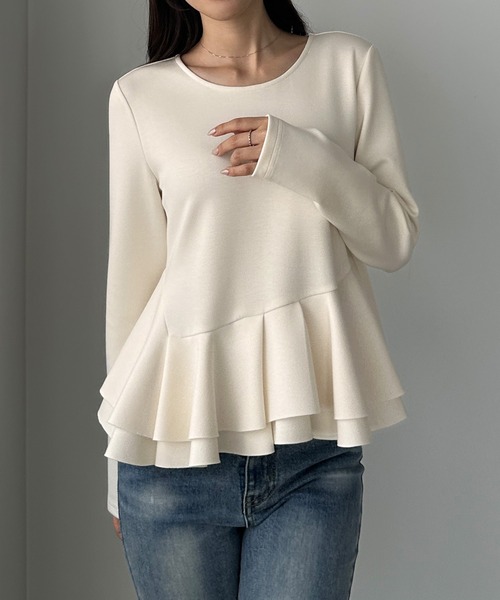 「Louere」 長袖カットソー LARGE アイボリー レディース_画像2