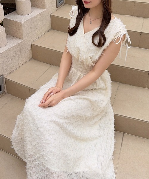 ワンピース 「INGNI　SOELA」ジャガードフリンジワンピース／WEB限定の画像