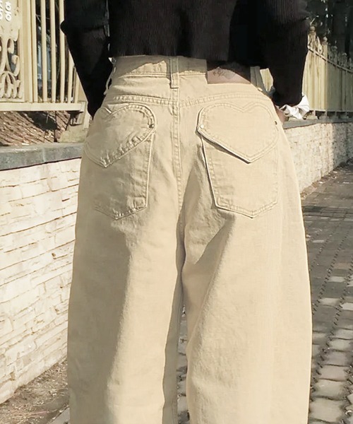 core core ワイドパンツ ジーンズ デニム デニムパンツ ハートバック