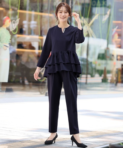 「Flolia」 セットアップ M ホワイト×ブラック レディース_画像6