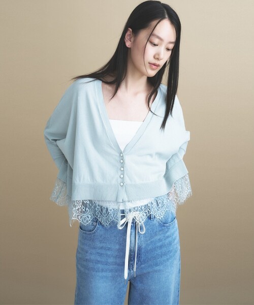 cloenc（クロエンス） カーディガン AIRYDRY ドルマン レースニット