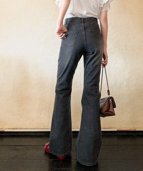 「mily bilet」 ブーツカットデニムパンツ MEDIUM ブラック レディース_画像2