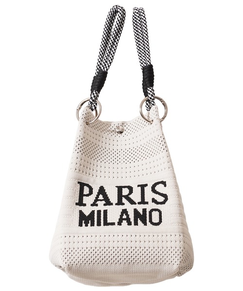 ミニバッグ　パーティバッグ　レア　スペイン　シルク　手刺繍 巾着袋　フラメンコ ハンドバッグ PARIS MILANO ロゴジャガード ニット ミニ 巾着バッグ