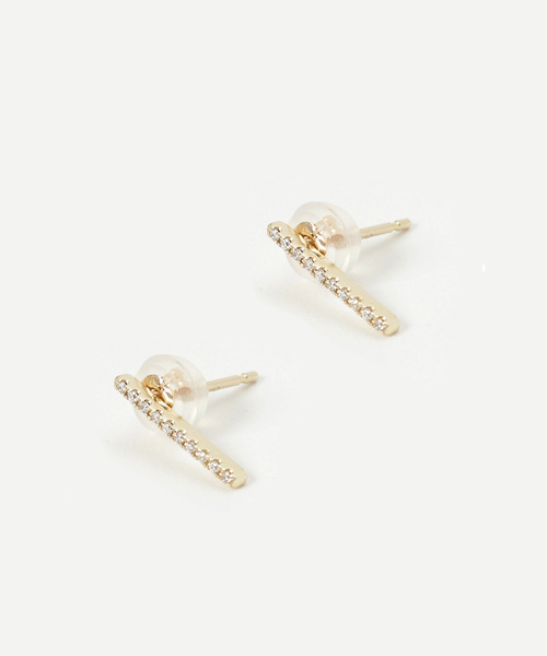 ピアス 入学式 「K10」ダイヤモンドバーピアス/金属アレルギー対応/ニッケルフリー レディースの画像