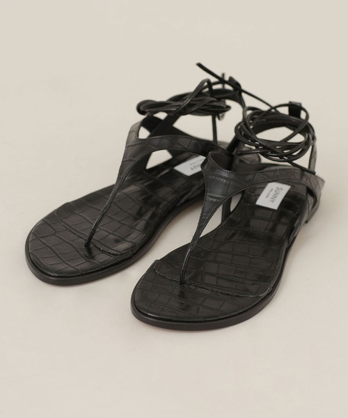 美日★PELLICO  レースアップサンダル ブラック PELLICO SUNNY サンダル SUNNY/トングフラットレースアップ