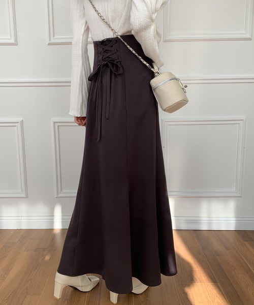 【美品✨23AW】エヴリデイアイライク Cu/R Maxi スカート マーメイド ABITOKYO スカート バックレースアップマーメイドロングスカート