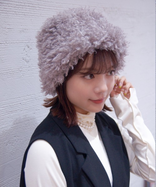 polcadot（ポルカドット） 帽子 ハット プードルフェイクファー ハット