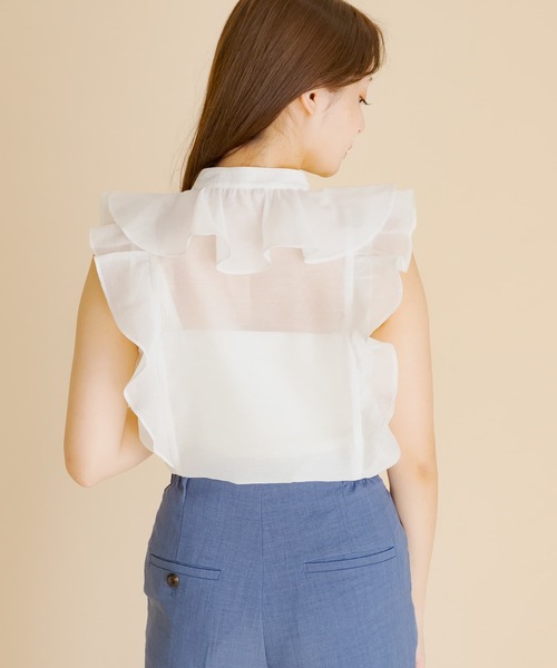 HEYUMM tシャツ シアーラッフルブラウス レディース : ZOZOTOWN