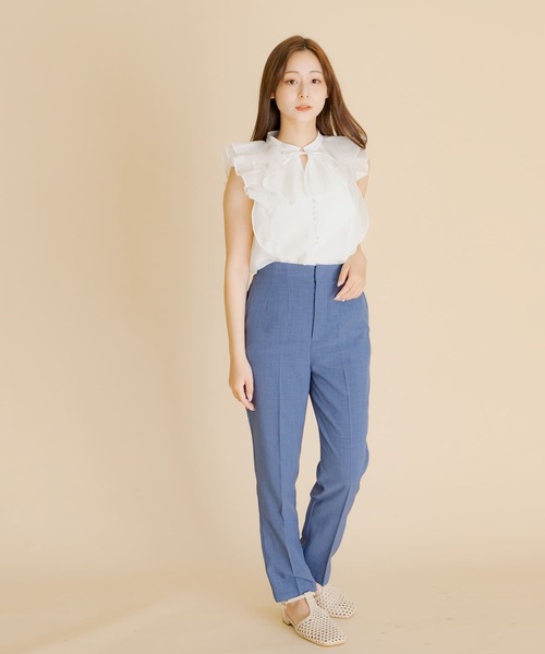 HEYUMM tシャツ シアーラッフルブラウス レディース : ZOZOTOWN