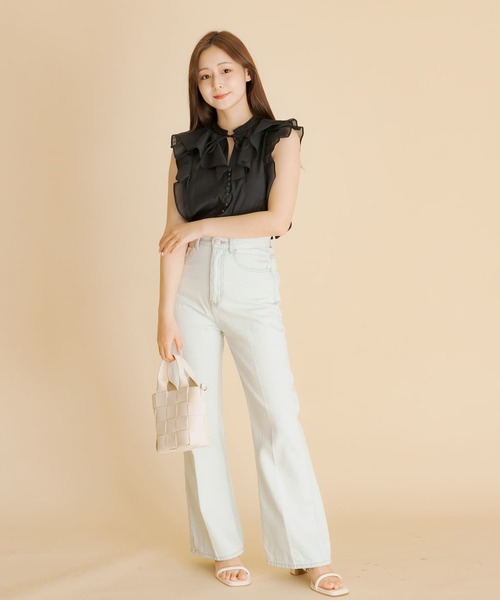 ブラウス シャツ シアーラッフルブラウス レディース HEYUMM tシャツ シアーラッフルブラウス レディース : ZOZOTOWN