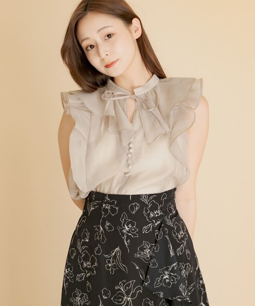 ブラウス シャツ シアーラッフルブラウス レディース HEYUMM tシャツ シアーラッフルブラウス レディース : ZOZOTOWN