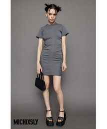 グレー 半袖 クロップドトップ ミニワンピース SLY ワンピース MICHI x SIDE GATHER S/OP ミチスライ サイド