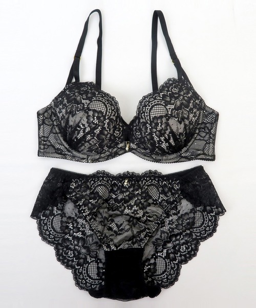 バヌロサ　黒レースハーレムパンツ、ブラセット Honeys（ハニーズ） ブラジャー ショーツセット レースブラセット