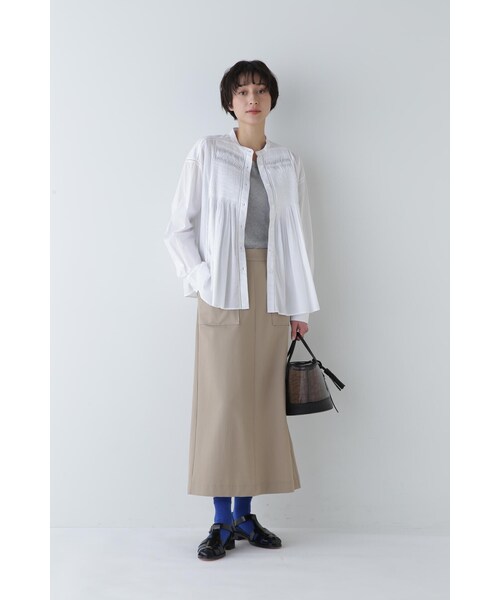 human woman ブラウス シャツ インド綿ピンタックブラウス