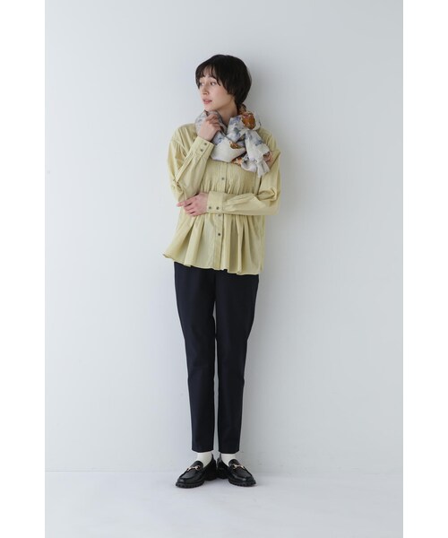 human woman ブラウス シャツ インド綿ピンタックブラウス