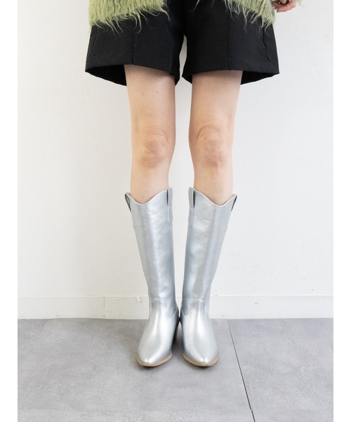 シルバー ビジュー装飾 ウエスタンブーツ ブーツ ウエスタンブーツ レディース : ZOZOTOWN Yahoo!店 - 通販