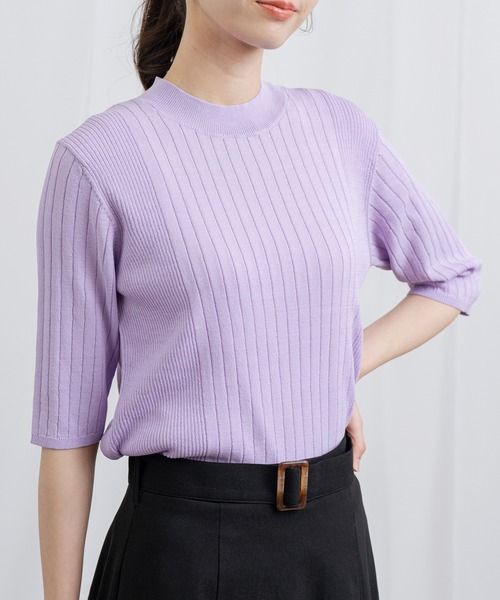 il piu di Anna カシミア100 リブセーター パープル 秋冬 48 il piu di Anna カシミア100 リブセーター パープル 秋冬 48