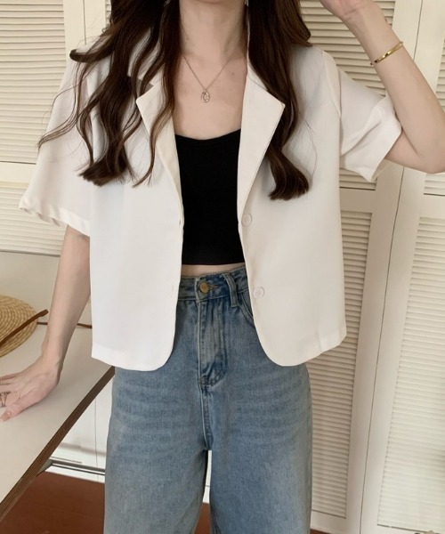 TomoNaturalFabrics（Tomoの服）　新品　半袖ジャケット COCOMOMO ジャケット テーラードジャケット 「カラー展開あり