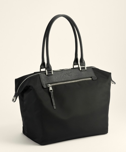 LOHEN / ローヘン | 2024AW | NYLON 2WAY CARABINER TOTE BAG ナイロン トート ショルダーバッグ | ブラック | レディース 撥水加工で雨の日も安心◎ 2WAYナイロントート【軽量】｜レディース