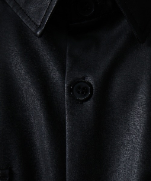 FUNALIVE シャツ Leather-like short shirt jacket / レザー